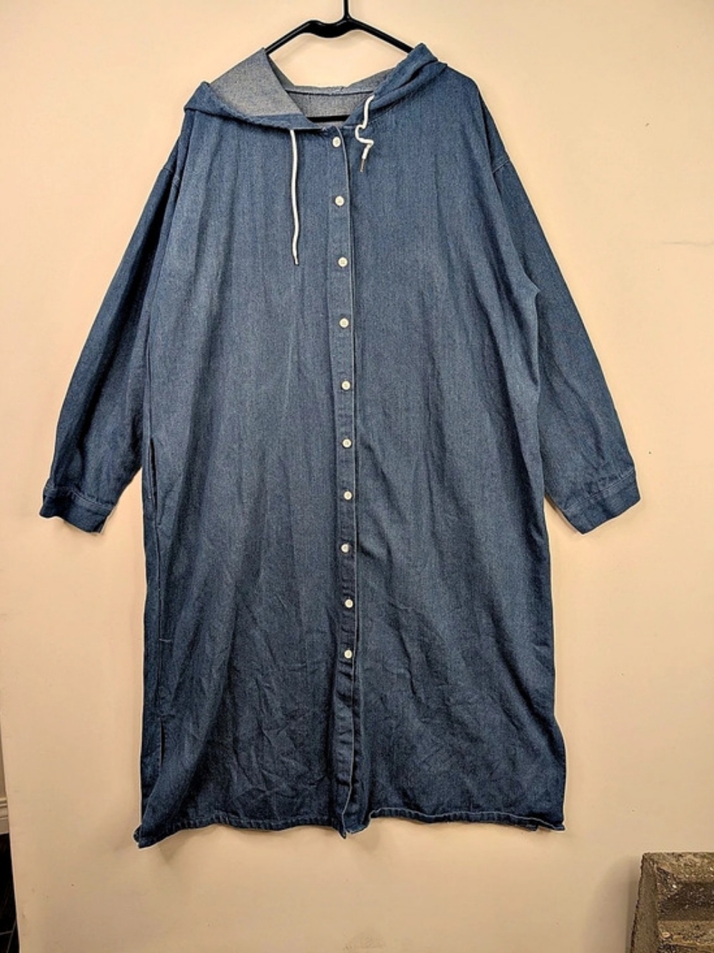 Denim Hooded Maxi Dress Size Medium